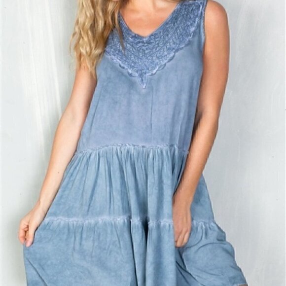 POWDER BLUE TUNIC DRESS - Picture 3 of 4